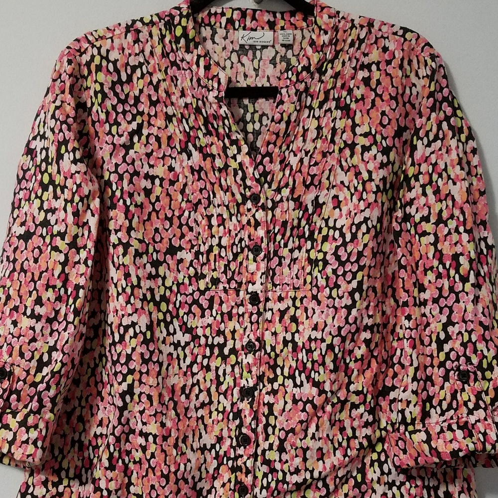 Fantastic Kim Rogers multicolor spotted top, XL